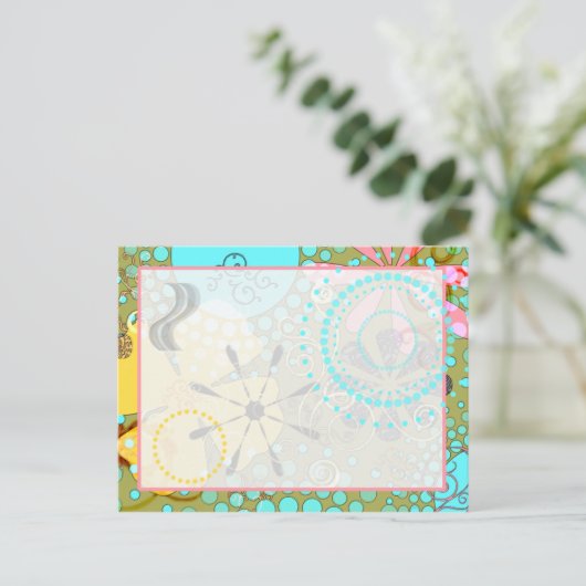 Retro Floral 1 Briefkaart (Staand voorkant)