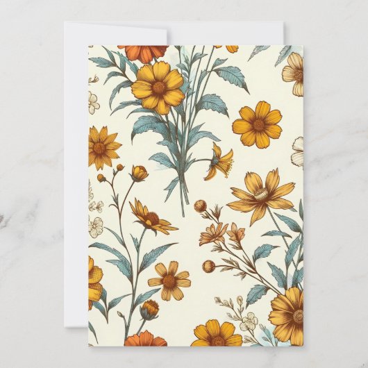 Retro  Floral 70s Tijdloos Vrijgezellenfeest Kaart (Achterkant)