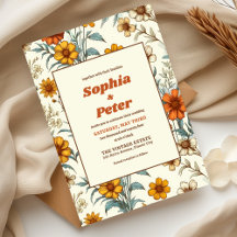 Retro  Floral 70s Tijdloze Elegante bruiloft