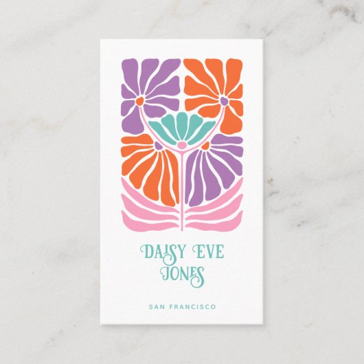 Retro Floral 70's Visitekaartje (Voorkant)