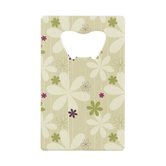 Retro Floral achtergrond Creditkaart Flessenopener (Voorkant)