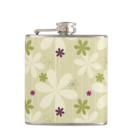 Retro Floral achtergrond Heupfles (Voorkant)