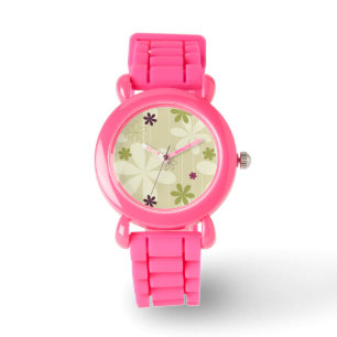 Retro Floral achtergrond Horloge