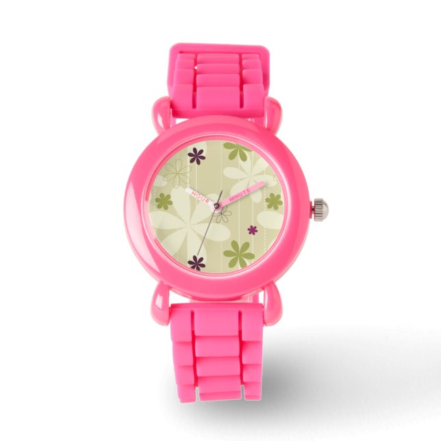 Retro Floral achtergrond Horloge (Voorkant)