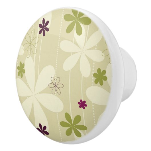 Retro Floral achtergrond Keramische Knop (Rechts)