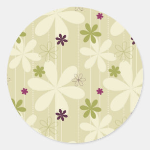 Retro Floral achtergrond Ronde Sticker