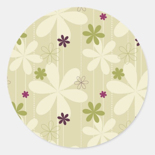 Retro Floral achtergrond Ronde Sticker (Voorkant)