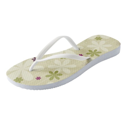 Retro Floral achtergrond Teenslippers (Schuin)