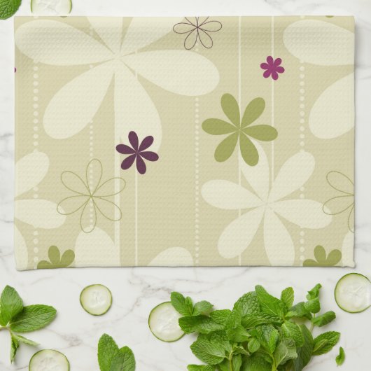 Retro Floral achtergrond Theedoek (Gevouwen)