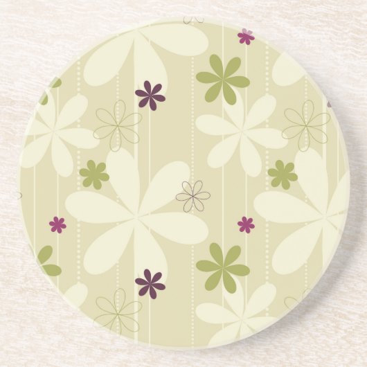 Retro Floral achtergrond Zandsteen Onderzetter (Voorkant)