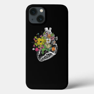 Retro Floral Anatomical Human Heart voor vrouwen Case-Mate iPhone Case