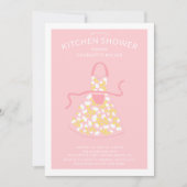 Retro Floral Apron Bridal Kitchen Shower Kaart (Voorkant)