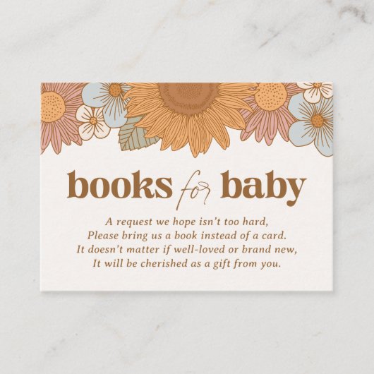 Retro Floral Baby shower Boeken voor Baby Informatiekaartje (Voorkant)