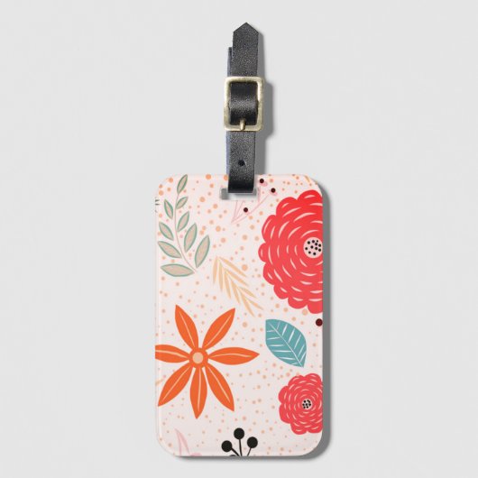 Retro Floral Bagagelabel (Voorkant (verticaal))