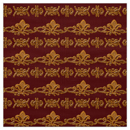 Retro Floral Baroque Burgundy Stof