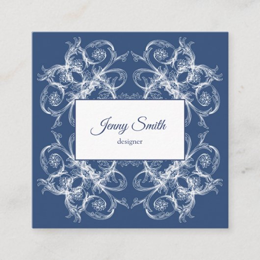 Retro Floral Baroque Vierkante Visitekaartje (Voorkant)