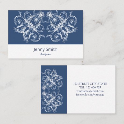 Retro Floral Baroque Visitekaartje (Voorkant / Achterkant)