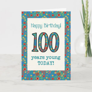 Retro Floral Birthday Card 100 jaar jonge Kaart