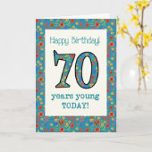 Retro Floral Birthday Card 70 jaar Young Kaart (Gele Bloem)