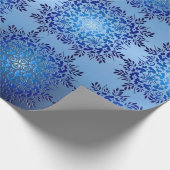 Retro Floral Blue Gradient Cadeaupapier (Hoek)