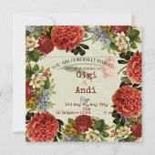 Retro Floral Boho Wedding Invitation Kaart (Voorkant)