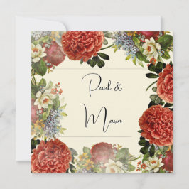 Retro Floral BOHO Wedding Invitation Kaart
