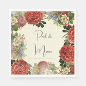Retro Floral BOHO Wedding Invitation Servet (Voorkant)