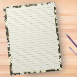 Retro Floral Border op  lichtgeel gelijnd Notitieblok<br><div class="desc">Dit ontwerp heeft een retro florale rand op een  lichtgele achtergrond.</div>