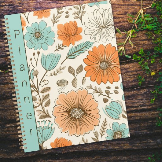 Retro Floral Botanische Bedrijfsnaam Planner