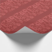 Retro  Floral Brocade Cranberry Red Party Cadeaupapier (Hoek)