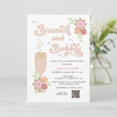 Retro Floral Brunch en Bubble Vrijgezellenfeest Kaart (Staand voorkant)