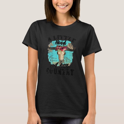 Retro Floral Bull Skull A Little Hood Count T-shirt (Voorkant)