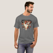 Retro Floral Bull Skull Wild Soul Hippie Western C T-shirt (Voorkant volledig)