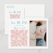 Retro Floral Chic Foto Sla de datum op Briefkaart (Voorkant / Achterkant)