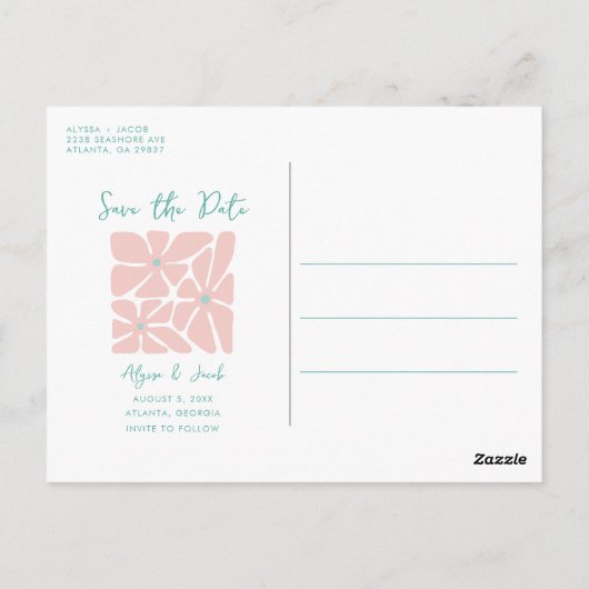 Retro Floral Chic Foto Sla de datum op Briefkaart (Achterkant)