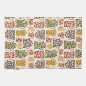 Retro Floral Coffee Pots and Cups Theedoek (Horizontaal)