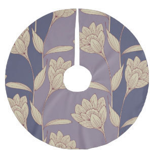 Retro Floral Crocus: Blauw Mauve behang Kerstboom Rok