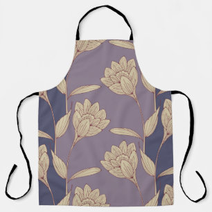 Retro Floral Crocus: Blauw Mauve behang Schort