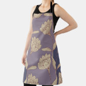 Retro Floral Crocus: Blauw Mauve behang Schort (Insitu)