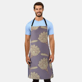 Retro Floral Crocus: Blauw Mauve behang Schort (Gedragen)
