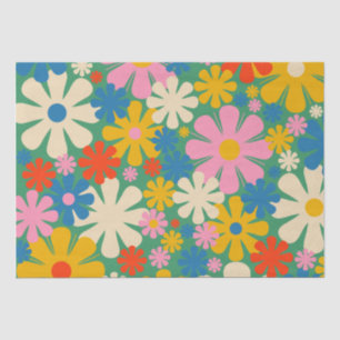 Retro Floral Cute en Colorful Flower Pattern Tissuepapier