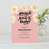 Retro Floral Daisy Pink Baby shower Kaart (Staand voorkant)