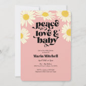 Retro Floral Daisy Pink Baby shower Kaart (Voorkant)