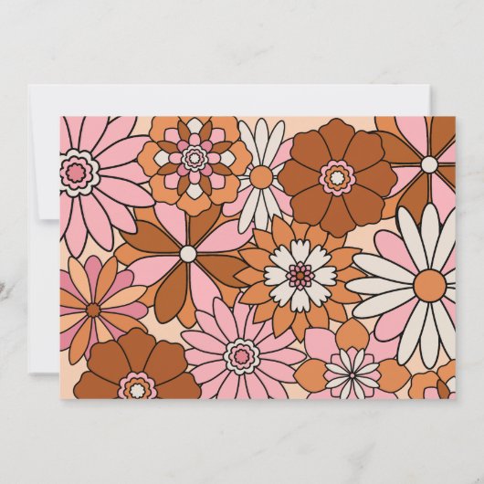 Retro Floral Daisy Two Groovy Birthday Kaart (Achterkant)