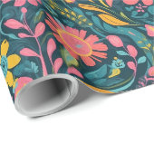 Retro Floral Daisy Valentijnse cadeau voor dochter Cadeaupapier (Rol Hoek)