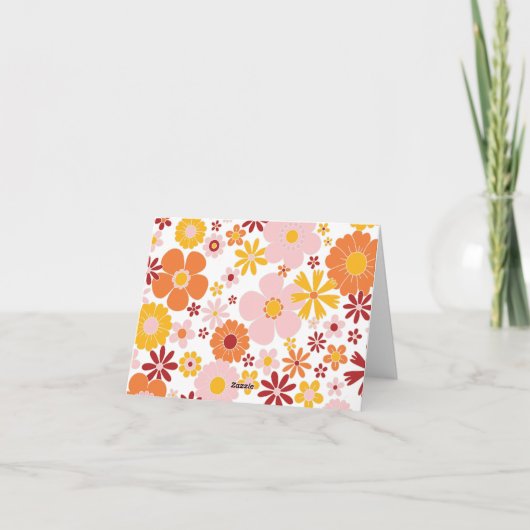 Retro Floral Dank u Sticker Bedankkaart (Achterkant)