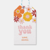 Retro Floral Dank u Sticker Cadeaulabel (Voorkant)