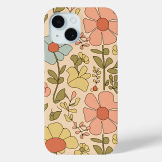 Retro Floral Delight | bloemmotief iPhone 15 Case