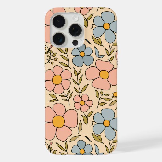 Retro Floral Delight iPhone Hoesje (Achterkant)