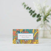 Retro Floral Design Visitekaartjes (Staand voorkant)